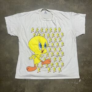Vintage 90s Looney Tunes Tweety Bird Graphic White T-Shirt